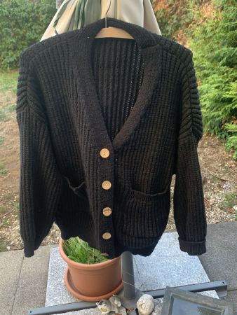 Romwe Grobstrickjacke Gr. S (36) – Schwarz Cardigan