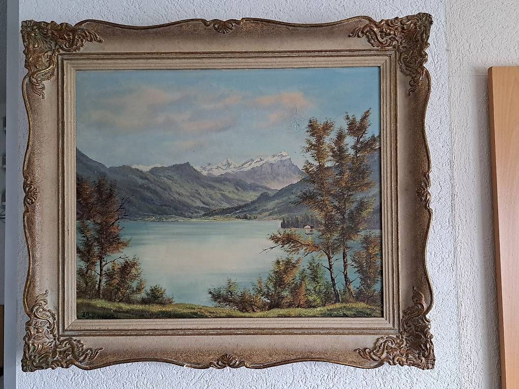 Dipinti: Baumann E. , Blick von Gulm  zum Ägerisee – Usato da Niederwil SO venduto da Eldinel 1