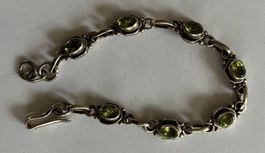 Silber Armband, grüne Steine, ca 17cm lang