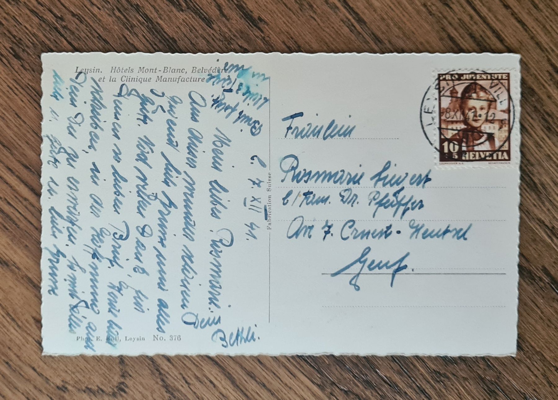 Cartoline postali: Hotel Mont Blanc, Leysin 1941 – Usato da Ebikon venduto da Donar50 2