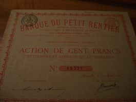 Alte Bankaktie Belgien, 1881, Banque du Petit Rentier