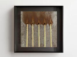 Bernard Aubertin - Dessin de feu auf Metall - 45 x 45 cm.