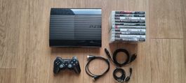 PS3 Playstation 3 Super Slim Konsole 500GB + 10 Top Spiele
