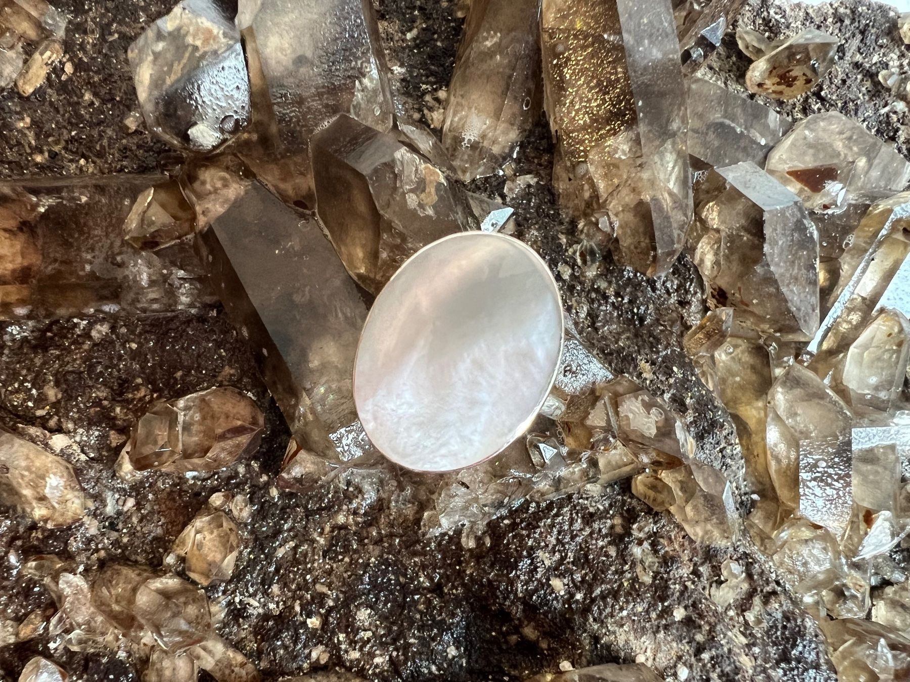 Ringe: Ring 800 Silber mit Perlmutter oval klassisch Gr 58 um 1970 – Neu (gemäss Beschreibung) aus Bern von Jiffy 4