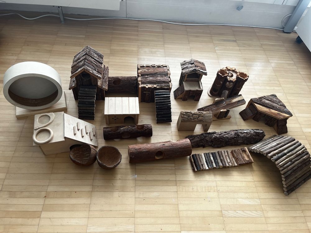 Hamster Spielzeug Kokosnuss-Nest Mit Leiter - Hängeversteck Für Nager