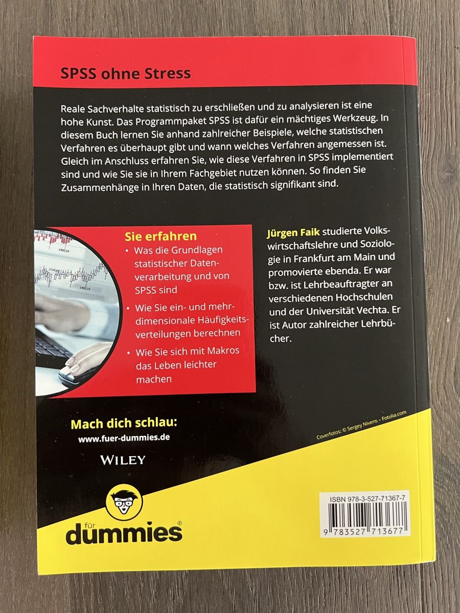 Libri: Statistik mit Excel & SPSS für Dummies - 2 Bücher – Nuovo (secondo la descrizione) da Meilen venduto da DanaC 2