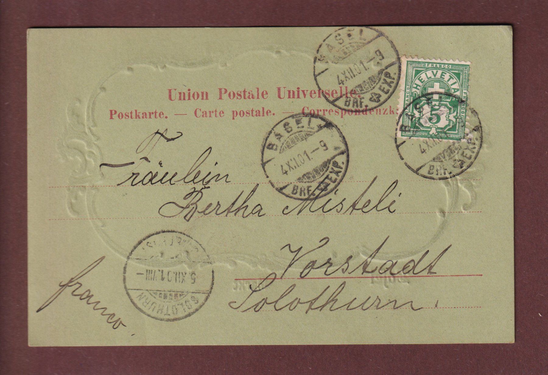 Cartoline postali: BASEL - Markt - 1901 – Usato da Pully venduto da nicecards 1