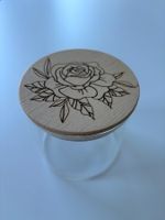 Glasdose mit Holzdeckel, Rosendesign, neuwertig!