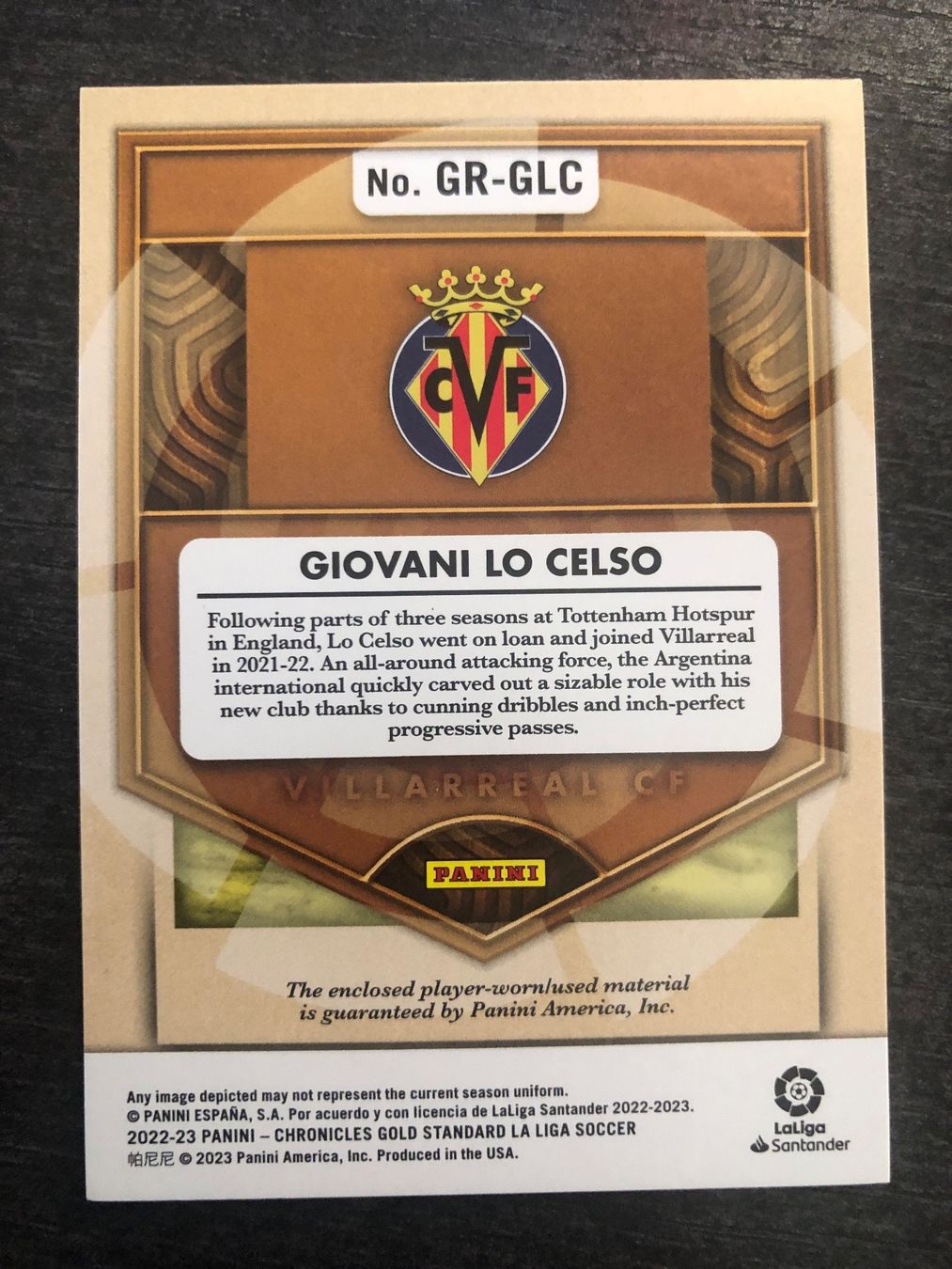 Topps Carte collezionabili: Panini Gold Rush Giovani Lo Celso player-worn Patch 114/199 – Usato da Wangenried venduto da Garagara 1