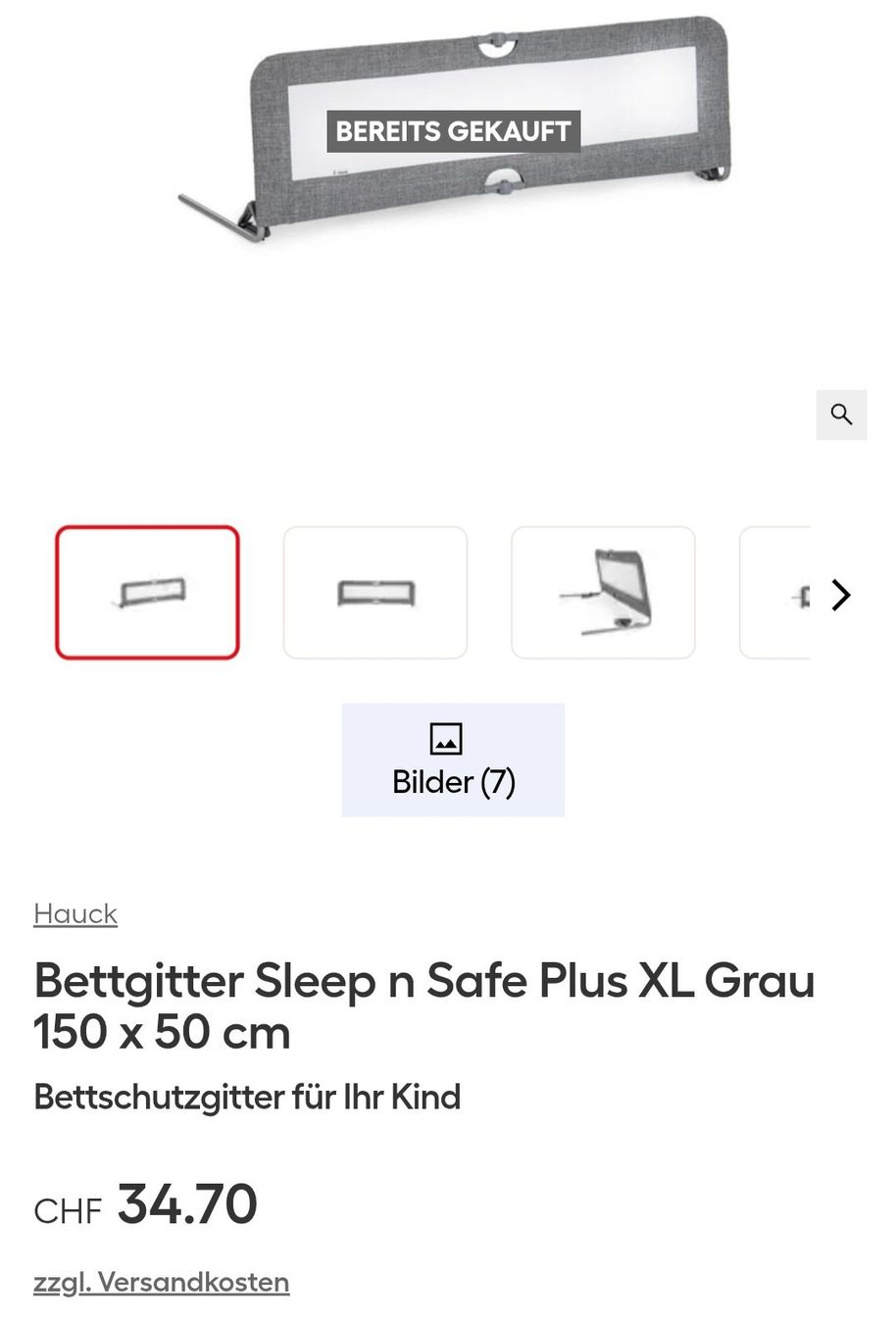 Box & Barriere di sicurezza: Bettgitter Hauck grau meliert – Usato da Zufikon venduto da hexli48 3