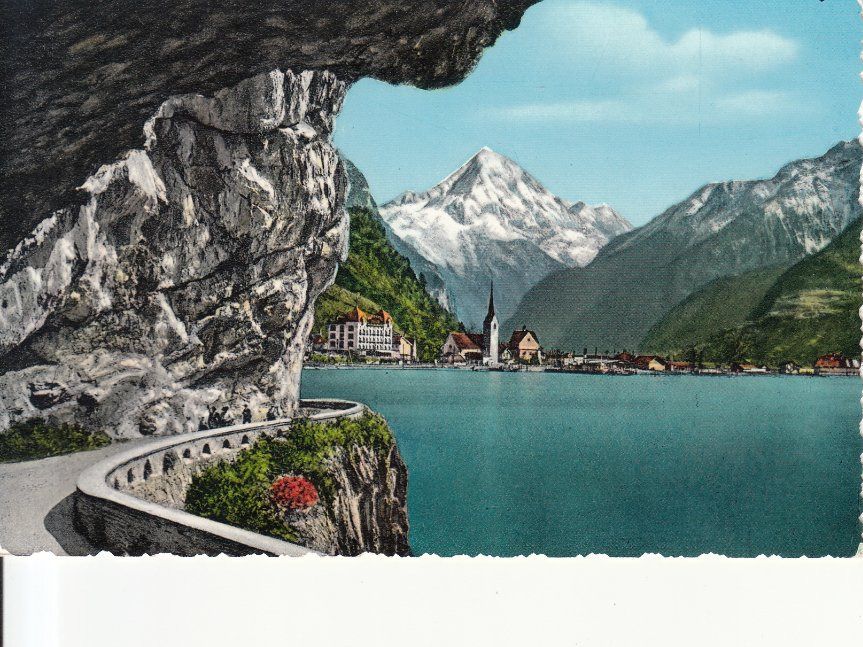 Cartoline postali: Axenstrasse ca. 1950 coloriert – Usato da Bürglen TG venduto da StampGraf