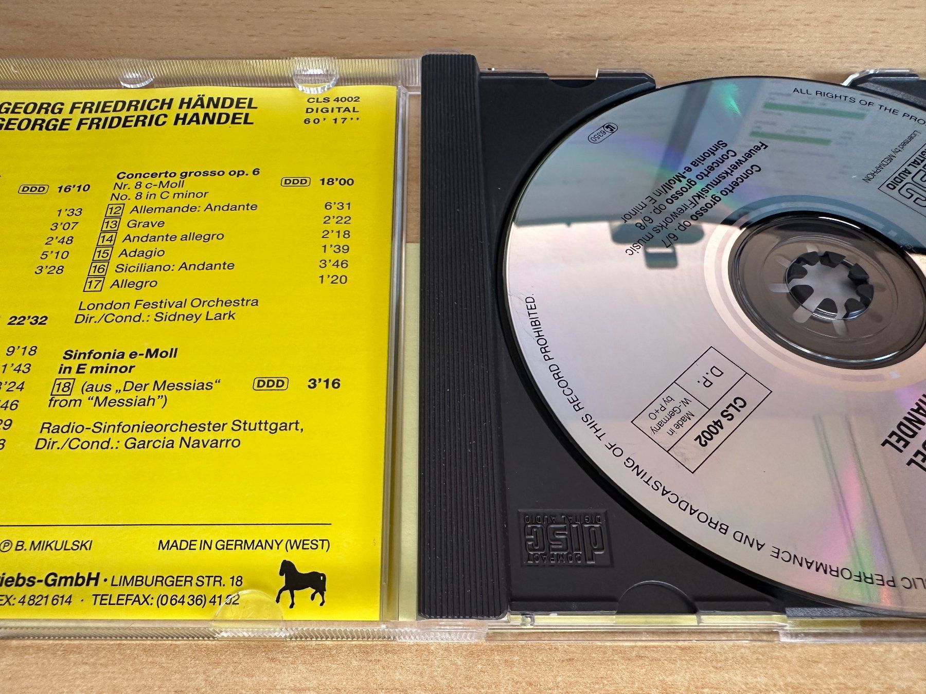 CDs: Händel – Feuerwerksmusik – Gebraucht aus Rikon im Tösstal von Alpenmutz 2