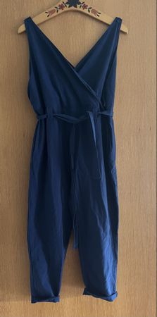 Blue Wrap Jumpsuit - Perfect for Summer Days! Cotton, Sz S