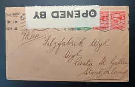 ENGLAND, ZENSURIERTER BRIEF NACH WIL ( ST.GALLEN) 1915
