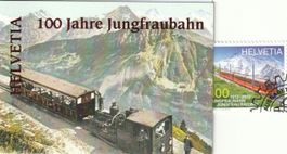 Markenheft "100 Jahre Jungfraubahn", mit 3-er-Streifen