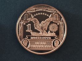 USA 1 Oz .999 Copper, 1$ Banknote