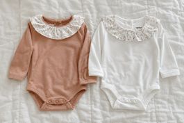 Baby Bodysuits 2 pack floral collar long sleeve size 3-6m