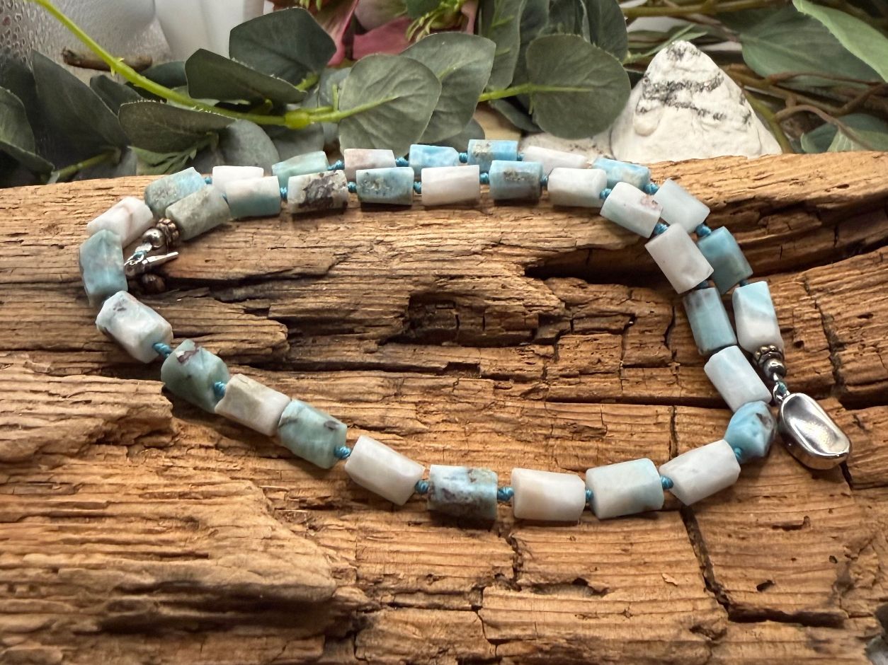 Ketten: Collier Mit rohem Larimar – Neu (gemäss Beschreibung) aus Luzern von S.Kern01 1