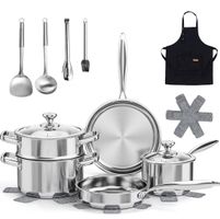 Edelstahl Topfset 16-teilig Induktion Topf Pfanne Set NEU
