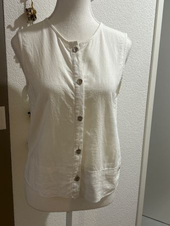 Damen Blusentop ecru mit Leinen von Chicorée Grösse S