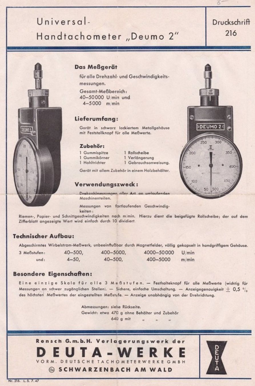Misurare: Drehzahlmesser DEUMO-2 Hand-Tachometer – Usato da Balgach venduto da Zwickau01 7
