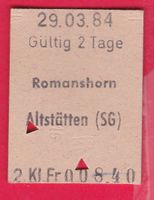 KARTON BILLETT, ROMANSHORN - ALTSTÄTTEN(SG), 2.KLASSE, EINFA