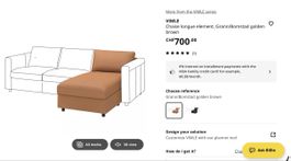 IKEA VIMLE Récamierenelement Leder goldbraun mit Stauraum
