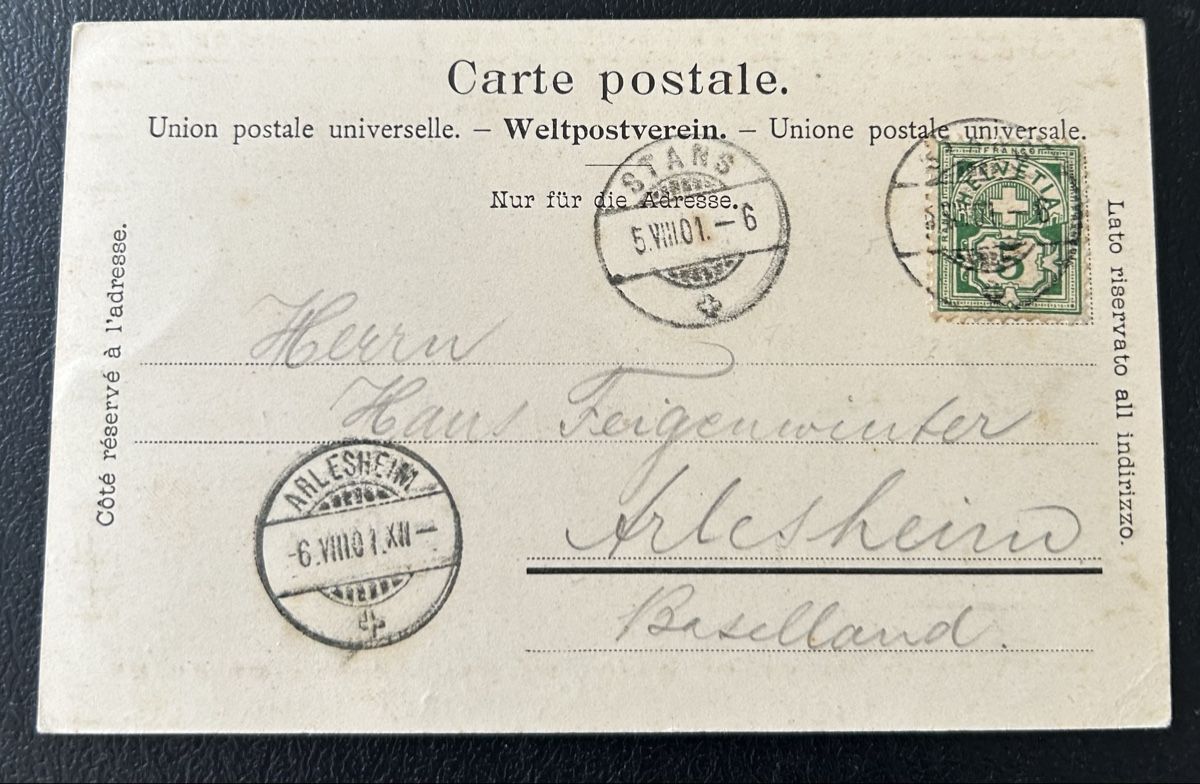 Cartoline postali: Gruss aus Stans 3-Bildrig  – Usato da Horw venduto da Tellbub 1