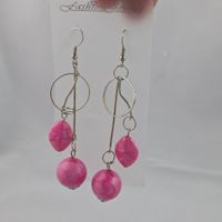 Damen Ohrhänger Silber Pink modern Modeschmuck (532)