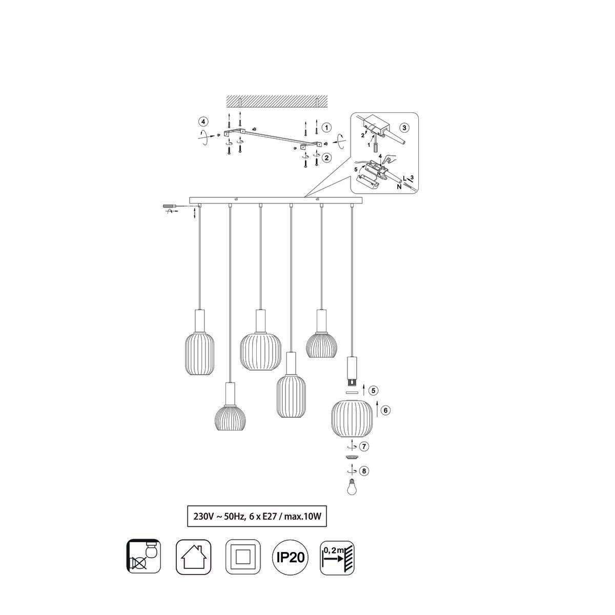 Lampadari & plafoniere: Pendelleuchte, 6 Strahler, 92 cm x 35 cm – Nuovo (secondo la descrizione) da Kreuzlingen venduto da Smart-Light 9