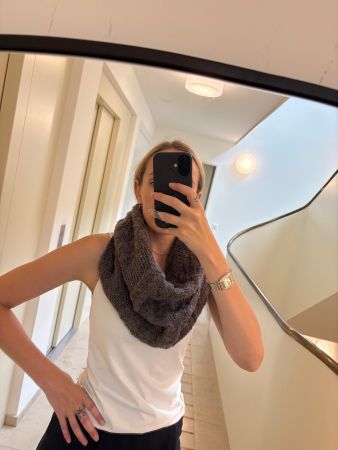 Foulard tricoté main marron taille unique bon état