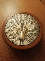 Scatola Vintage CASTELLANI Legno e ARGENTO 925 - Pavone