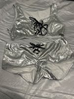 Sexy Set BH und Boxershorts silbrig Figurbetont Gr M NEU