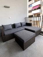Gartenlounge braun/anthrazit inkl. Tisch & Kissen