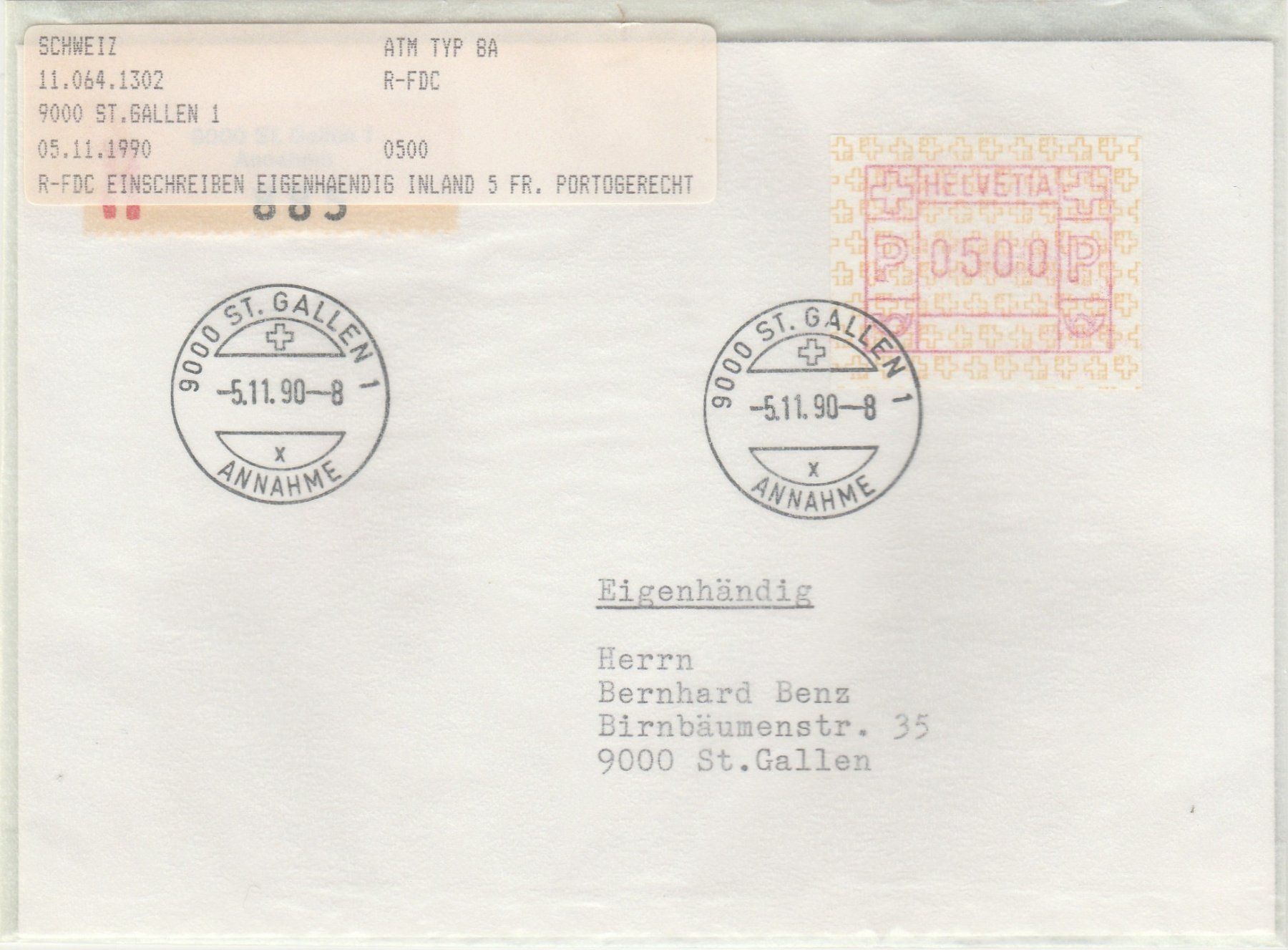 Alle Briefmarken: ATM Nr. 8A FDC mit Portostufe 0500 – Gebraucht aus Oberglatt ZH von Wiedmi6