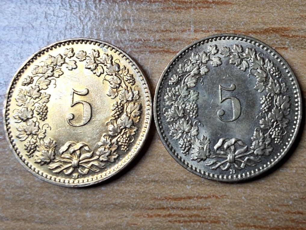Tutti le monete: 5 Rappen 1982/2004 - Lot 7 Stück! – Usato da Münchenstein venduto da purbach1 7
