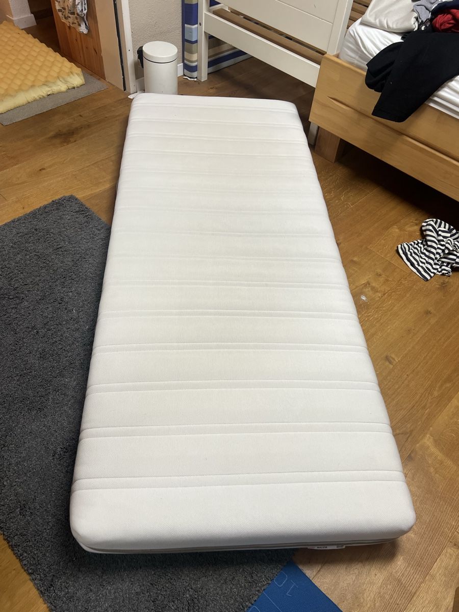 Letti: Single white bed frame, slatted base, mattress - strong – Usato da thalwil venduto da Ray7211 2