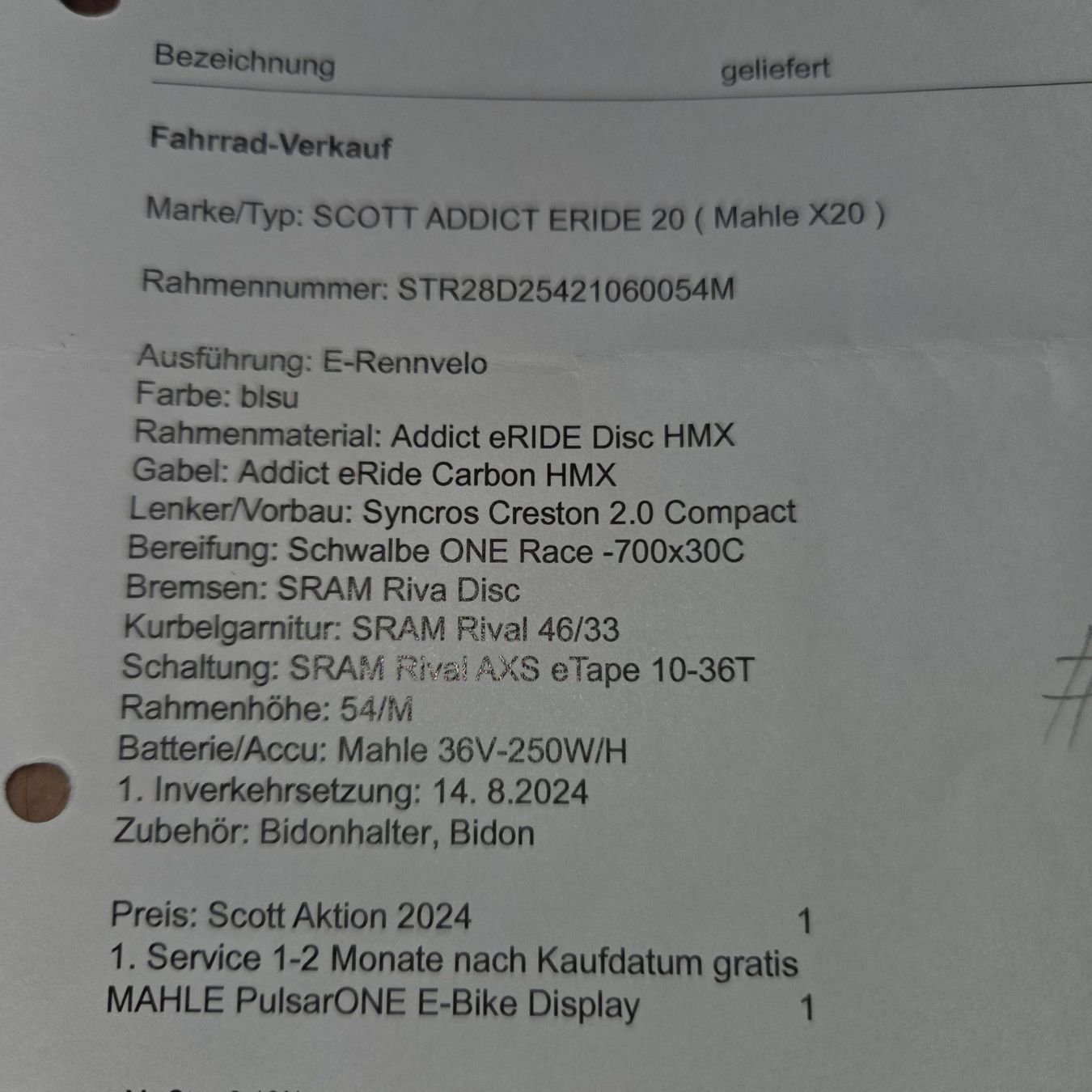Scott Biciclette: E- Rennvelo Scott Addict ERIDE 20 – Usato da Gossau SG venduto da tenerife11 9