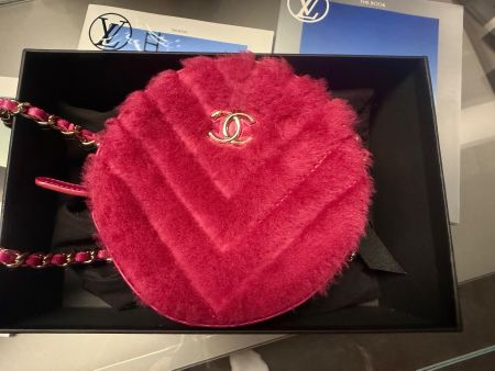 Chanel Umhängetasche Shearling Lammfell – Pink – Rund – Orig