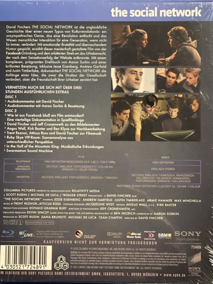 Tutti i DVDs: The Social Network (2010)  2-Disc Edition – Nuovo (secondo la descrizione) da Waldenburg venduto da Gonzo8 1