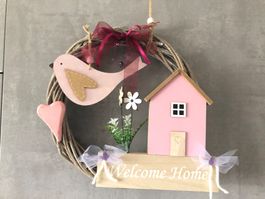 Türkranz Shabby Hausdeko Willkommen Kranz Gartendeko