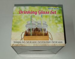 Trinkglas-Set mit Strohhalm