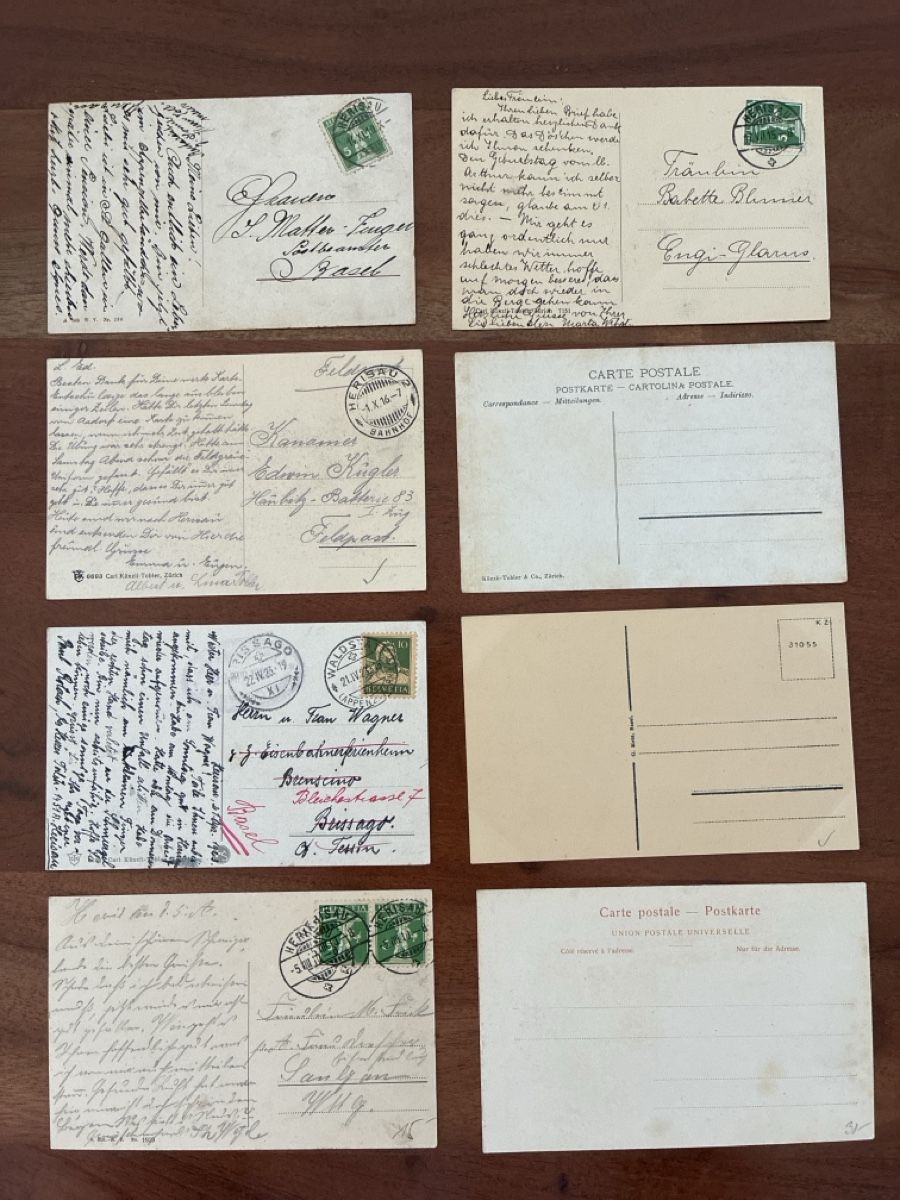 Cartoline postali: 8 Ansichtskarten Schweiz von Herisau AP.  B – Usato da Oftringen venduto da Cla.vD.74 1