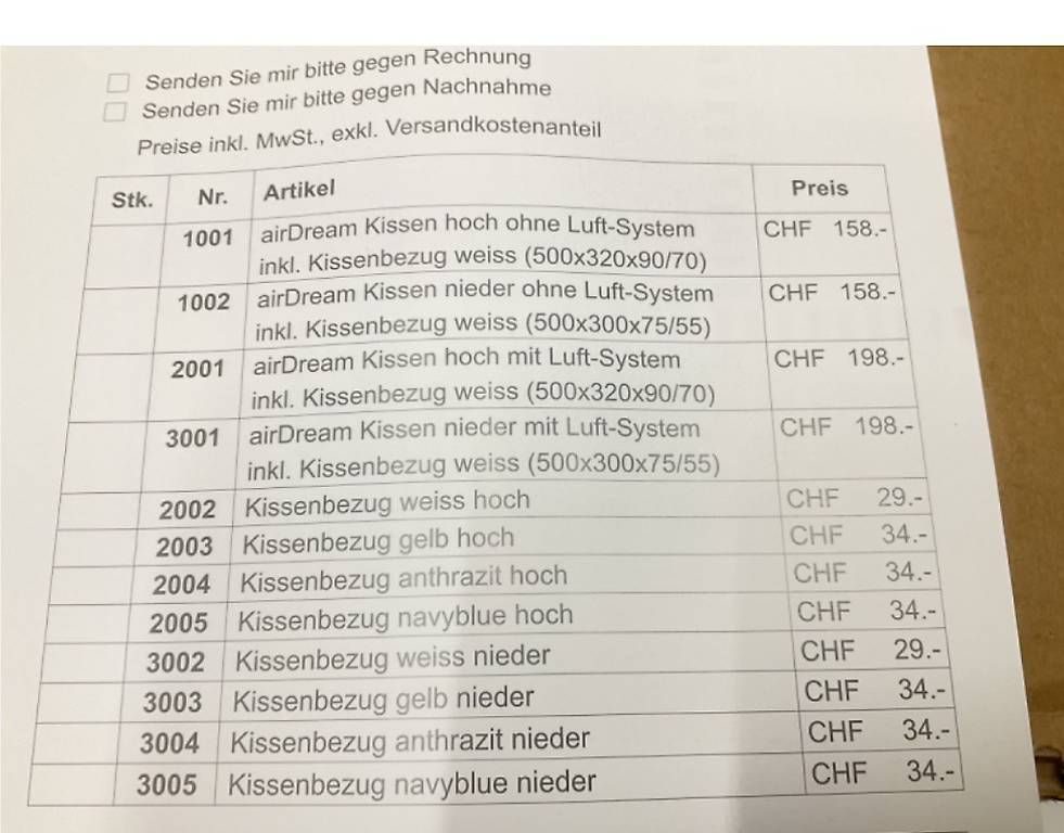 Kissen: Kissen mit Luftsystem airDream  ergonomisch & bequem – Neu und originalverpackt aus Müselbach von Mueselbach 3