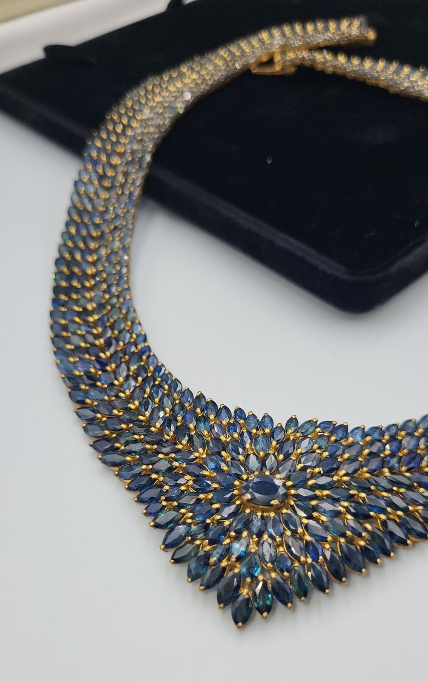 Catenine: Goldige Elegante Collier Mit Saphire – Usato da Wald ZH venduto da SwissPawnshop 6