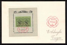 1943 FDC des Genfer Block W18 auf Karte "17.IX.43"