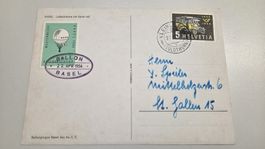 1956 Ballonflug Basel Karte Luftaufnahme der Balair AG mit V