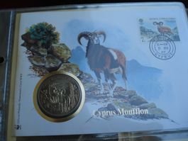 Münzbrief Zypern 1986, Münze "Mufflon", 1 Pfund