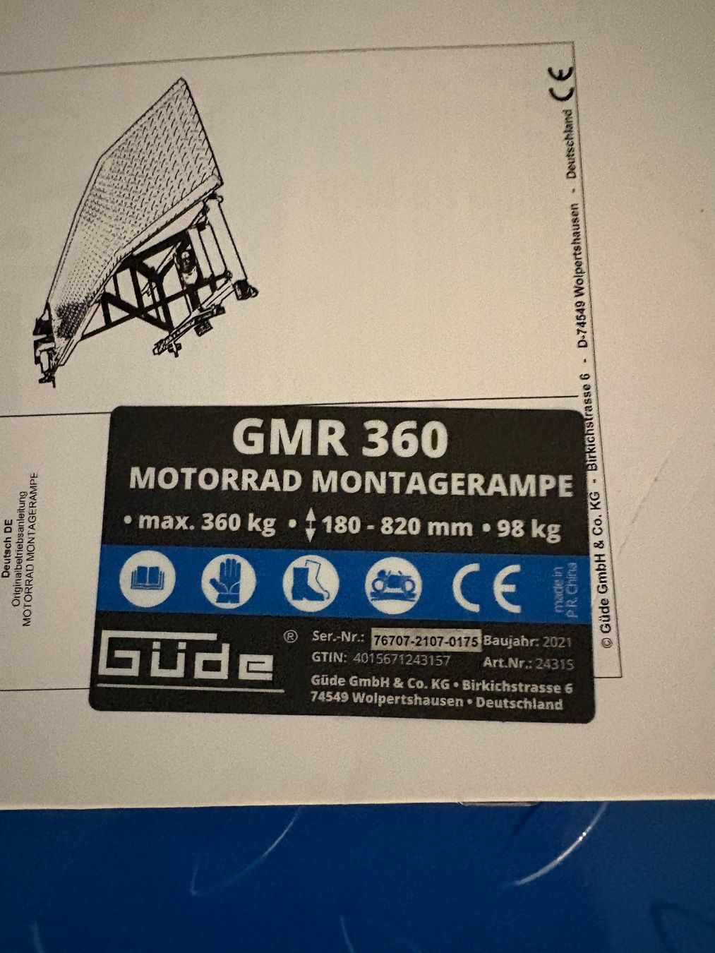 Lève-moto, crics: Güde Motorrad-Hebebühne GMR 360 – Neuf (Voir description) à Dornach par Hofleur 4