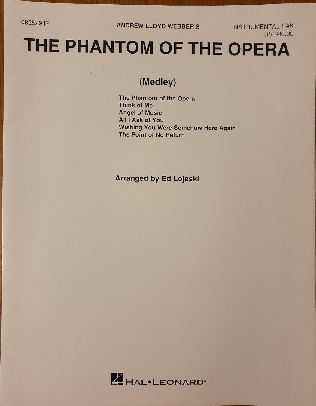 Bücher: Phantom der Oper Noten - Instrumental Pak – Neu (gemäss Beschreibung) aus Zürich von Philotimo